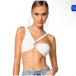 NWOT superdown katie one shoulder white top size small